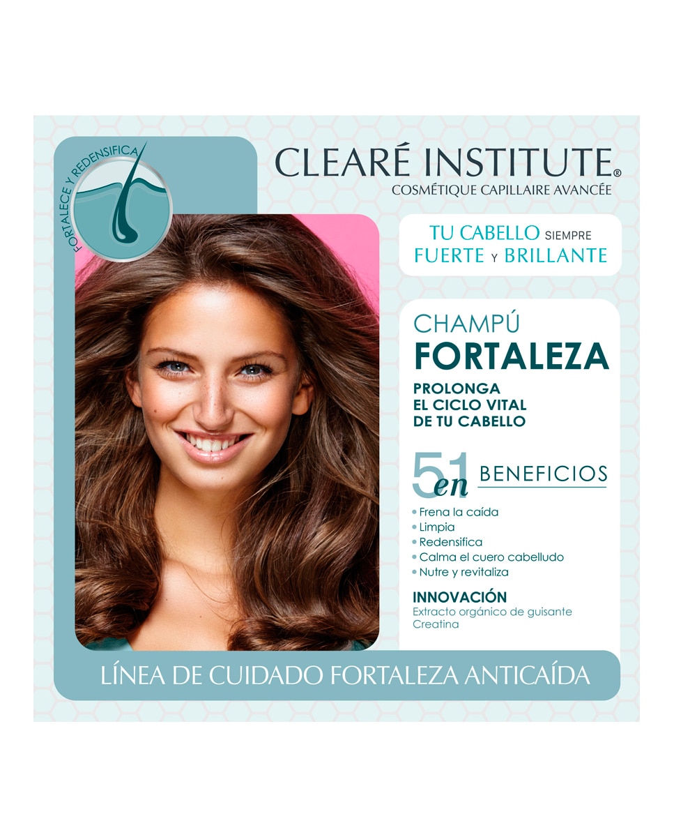 Imagen 2 de Champú Fortaleza Anticaída Clearé institute - 400 ml