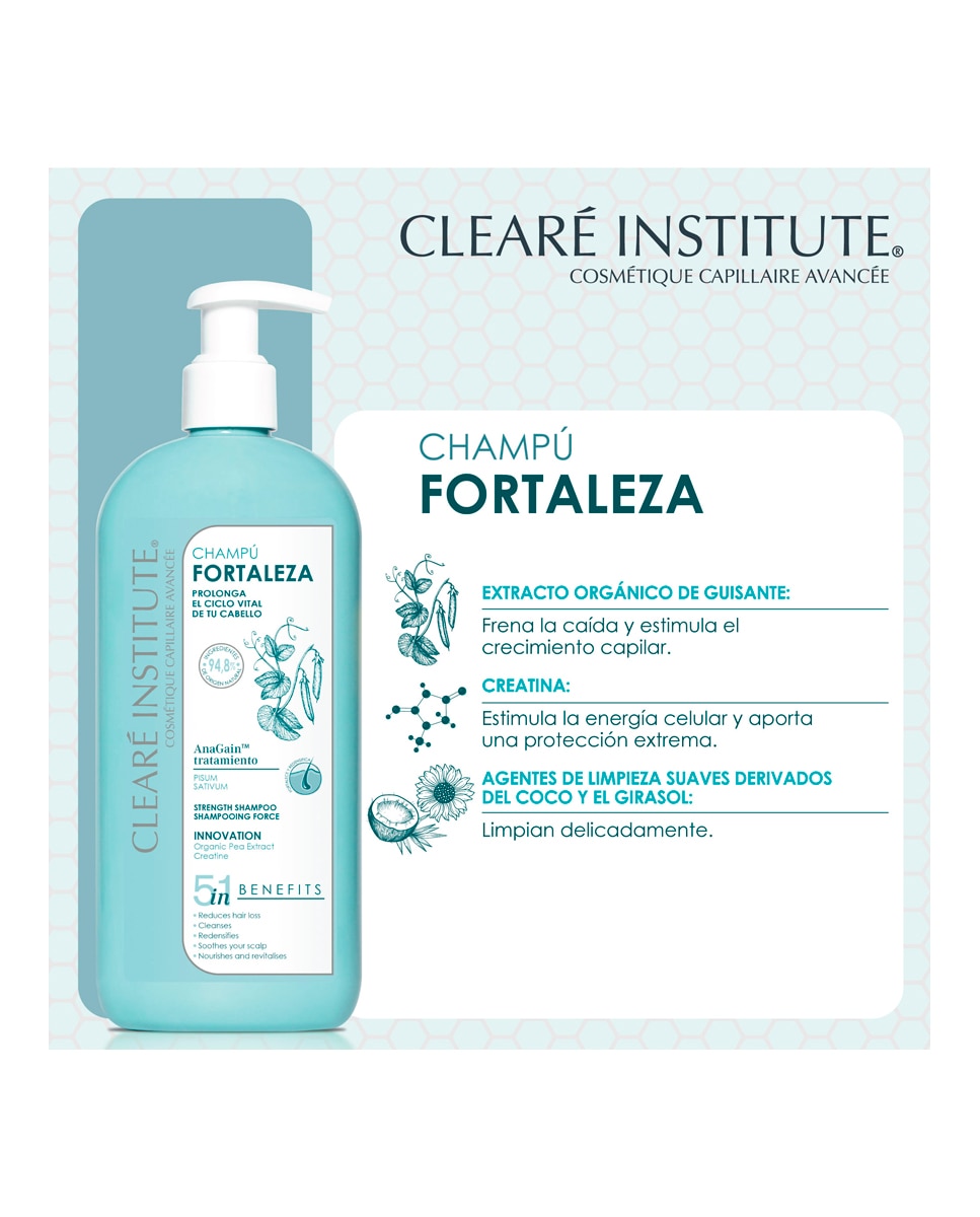 Imagen 3 de Champú Fortaleza Anticaída Clearé institute - 400 ml