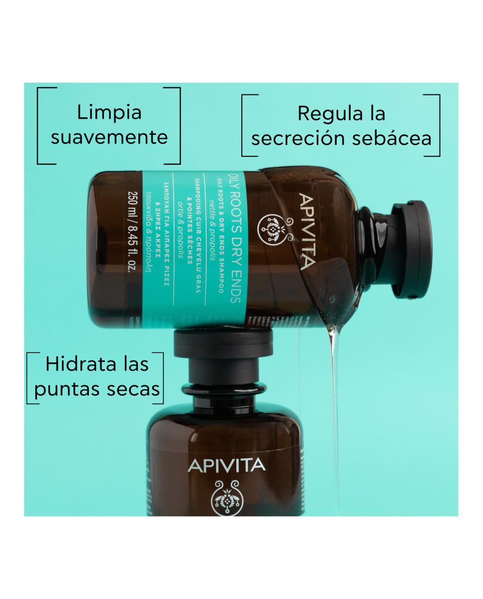 Champú Para Raíces Grasas Y Puntas Secas 250 Ml Apivita - 250 ml 2