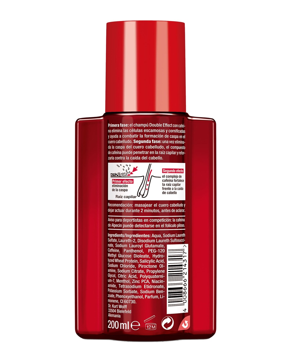 Imagen 2 de Champú Anticaída y Anticaspa Doble Efecto 200 ml Alpecin - 200 ml