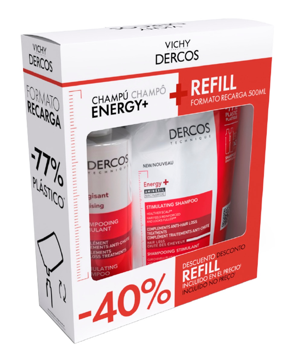 Vichy - Pack Duplo Champú Dercos Energy con Refill Vichy.