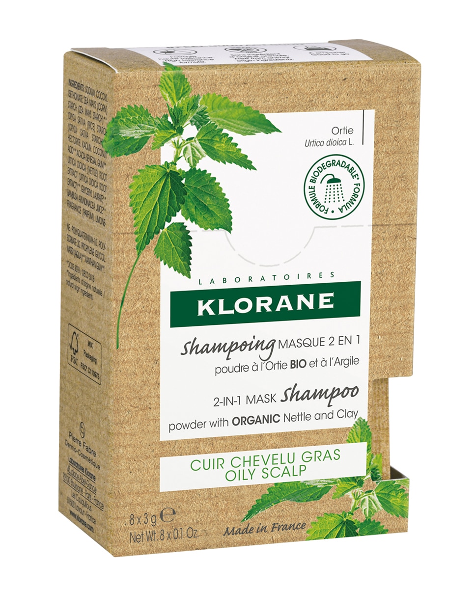 Klorane - Champú Mascarilla 2 en 1 A La Ortiga Bio y Arcilla 8 Sobres 3 g Klorane.