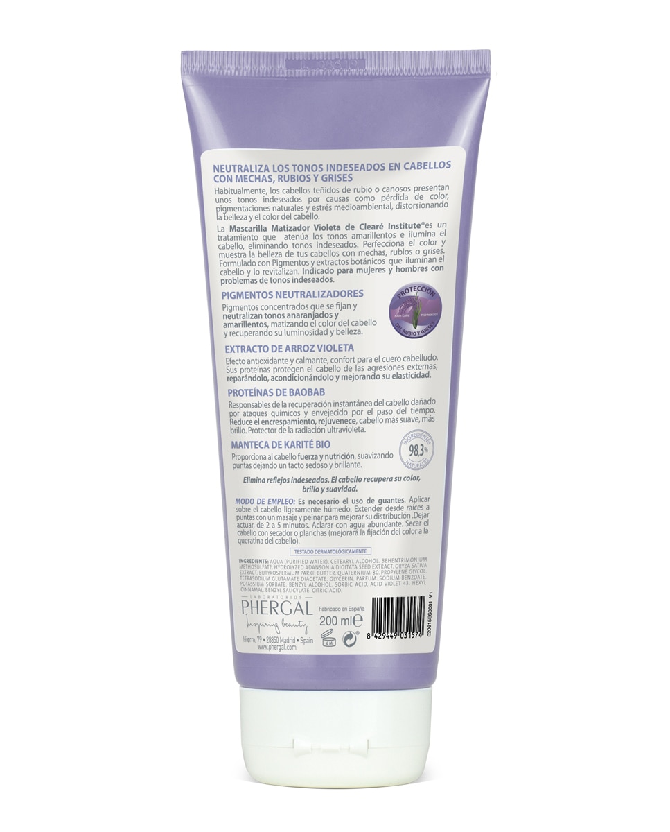 Mascarilla Matizador Violeta Clearé Institute - 200 ml 2