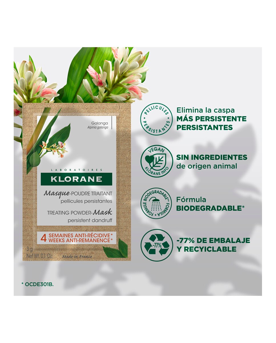 Mascarilla Capilar Polvo Tratante A La Galanga Klorane 2