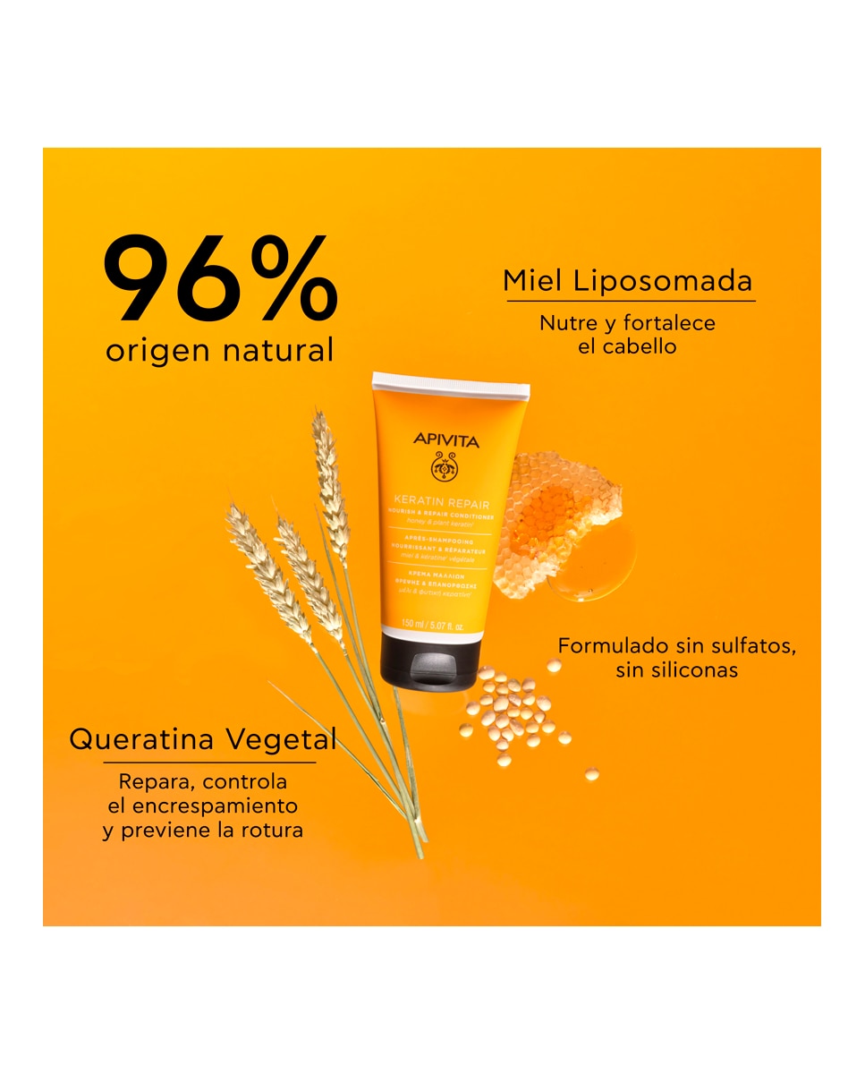 Acondicionador para Cabella Seco y Dañado Keratin Repair Apivita - 150 ml 3