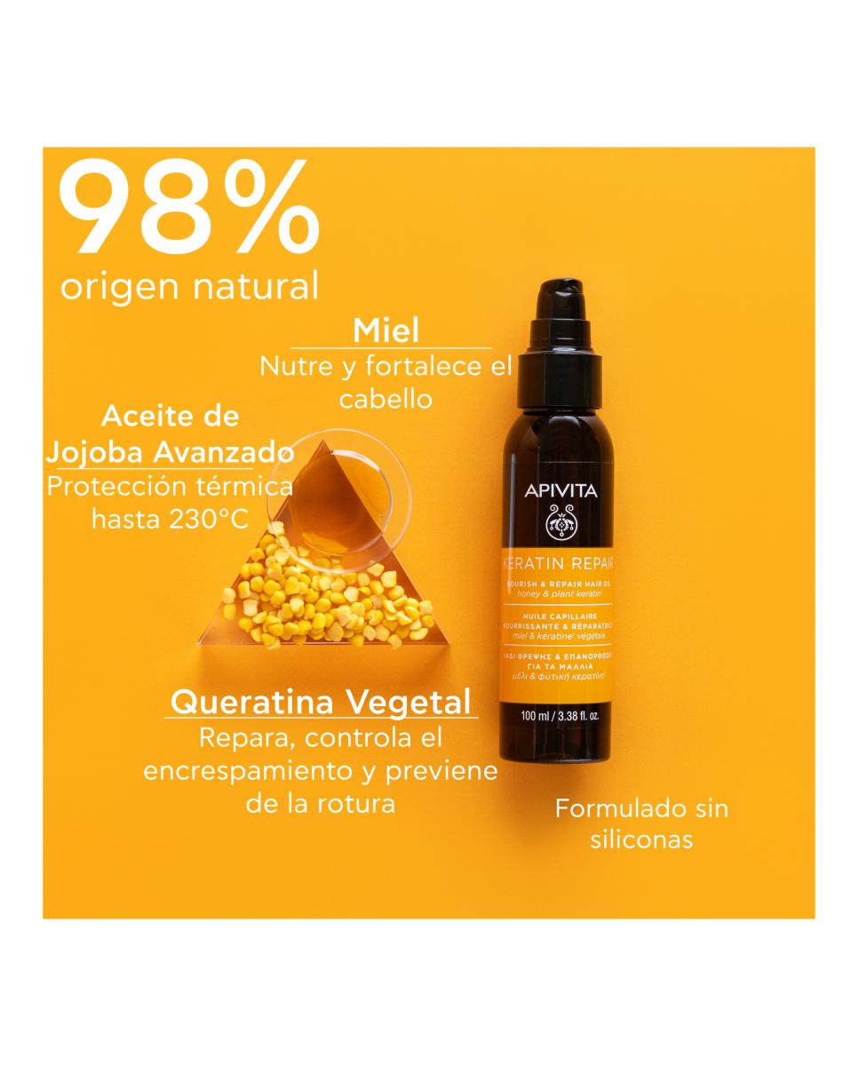 Aceite Capilar Nutritivo Y Reparador Keratin Repair Apivita - 100 ml 3