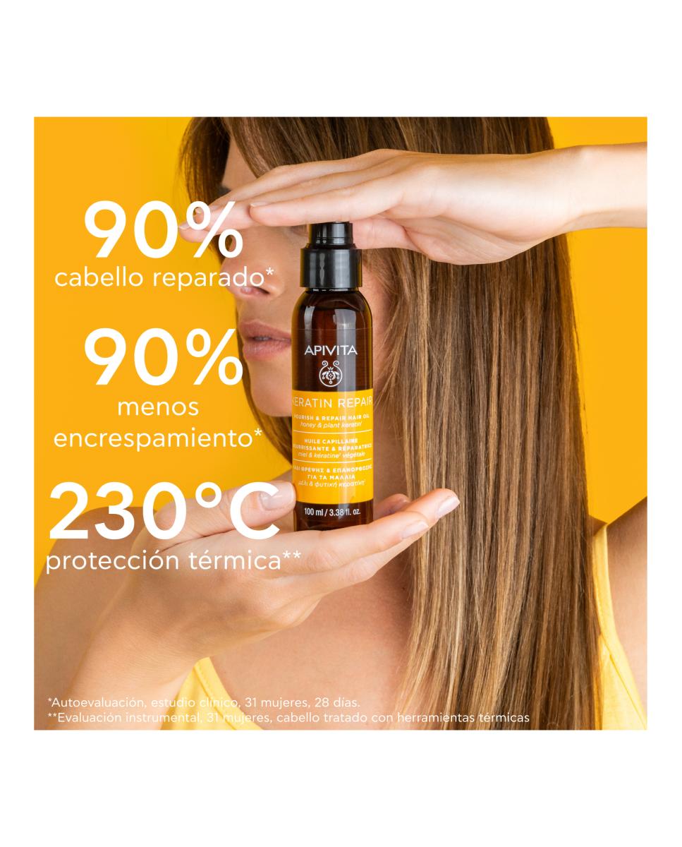 Aceite Capilar Nutritivo Y Reparador Keratin Repair Apivita - 100 ml 4