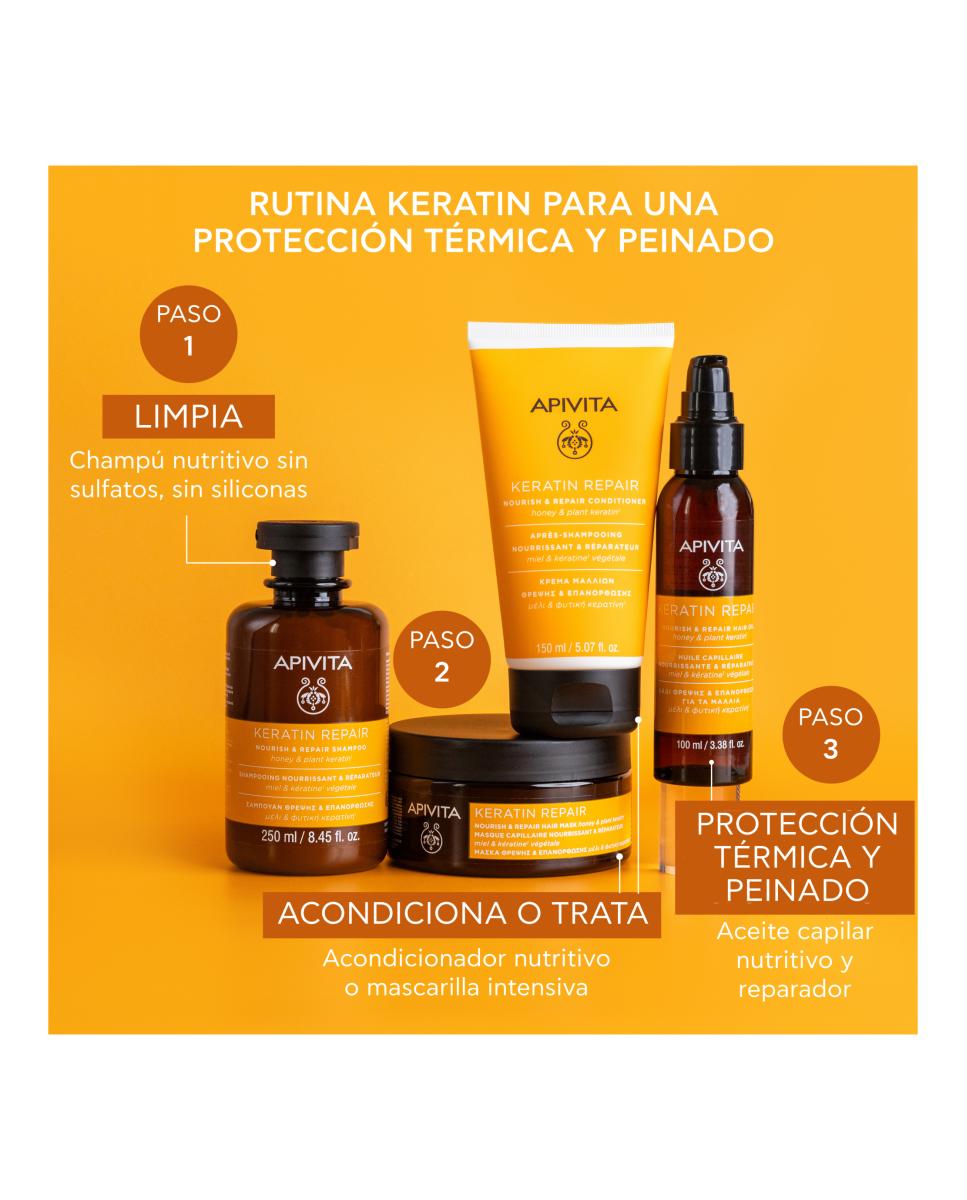 Aceite Capilar Nutritivo Y Reparador Keratin Repair Apivita - 100 ml 5