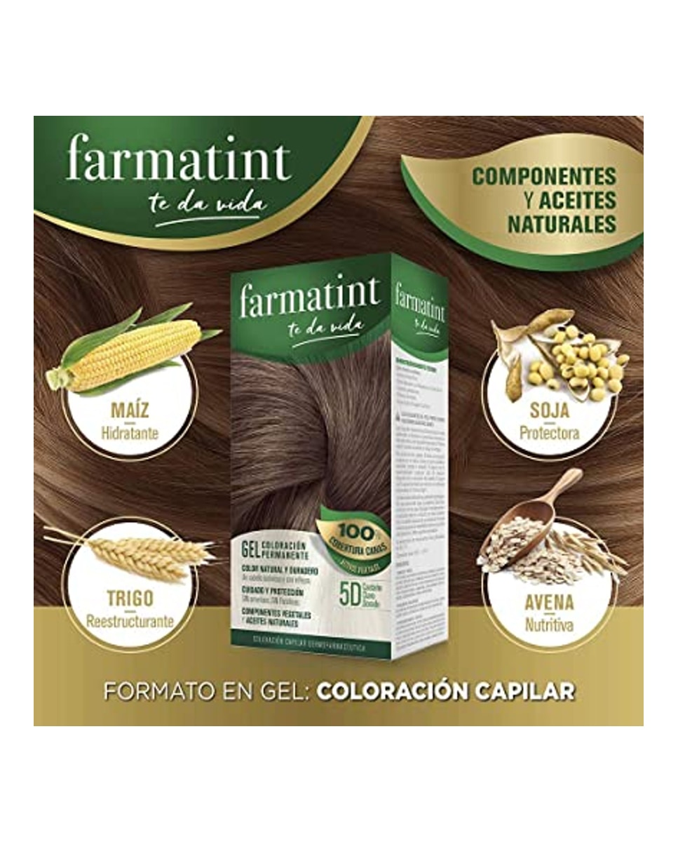 Imagen 3 de Coloración Permanente Farmatint - 5D Castaño Claro Dorado 5D Castaño Claro Dorado