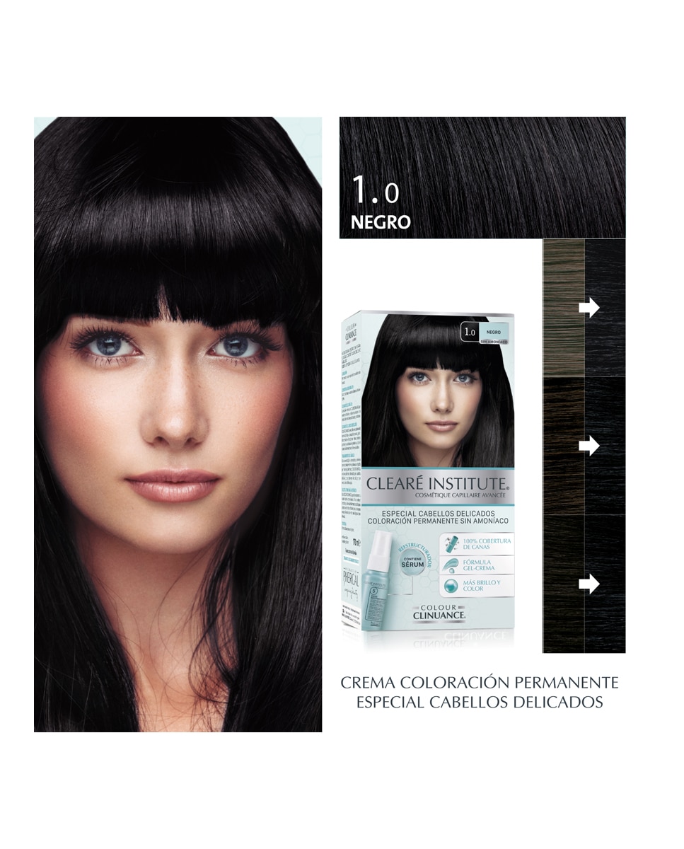 Imagen 4 de Coloración Permanente Colour Clinuance Cabellos Delicados Clearé Institute - 1.0 Negro 1.0 Negro