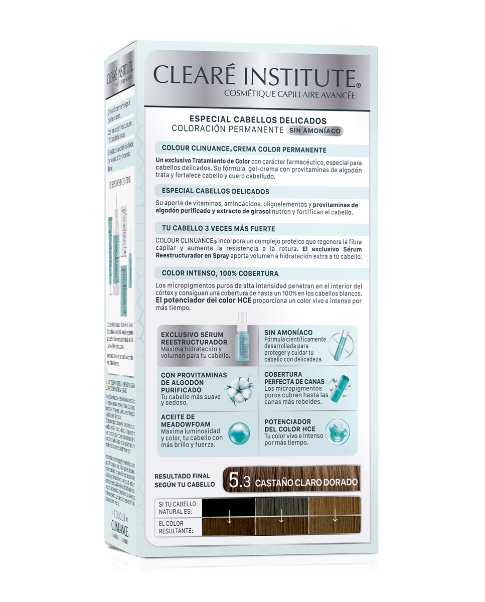 Coloración Permanente Colour Clinuance Cabellos Delicados Clearé Institute - 5.3 Castaño Claro Dorado 5.3 Castaño Claro Dorado-2