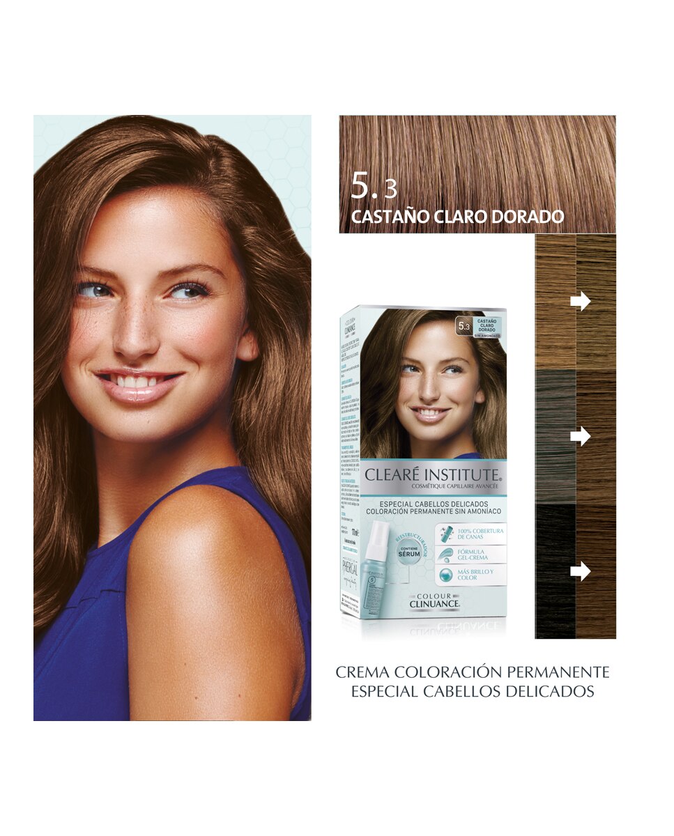 Coloración Permanente Colour Clinuance Cabellos Delicados Clearé Institute - 5.3 Castaño Claro Dorado 5.3 Castaño Claro Dorado-4