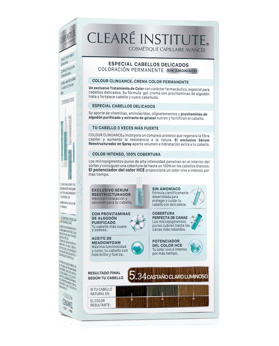 Coloración Permanente Colour Clinuance Cabellos Delicados Clearé Institute - 5.34 Castaño Claro Luminoso 5.34 Castaño Claro Luminoso-2