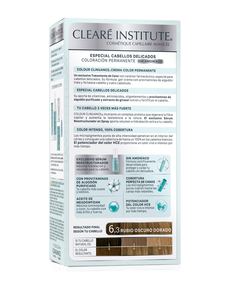 Coloración Permanente Colour Clinuance Cabellos Delicados Clearé Institute - 6.3 Rubio Oscuro Dorado 6.3 Rubio Oscuro Dorado-2