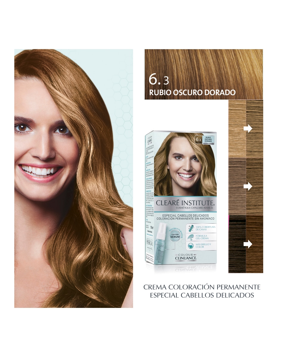 Coloración Permanente Colour Clinuance Cabellos Delicados Clearé Institute - 6.3 Rubio Oscuro Dorado 6.3 Rubio Oscuro Dorado-4