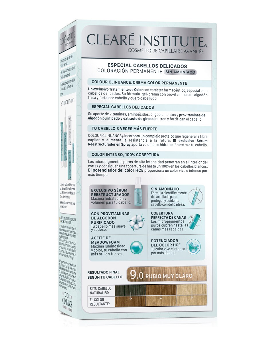 Coloración Permanente Colour Clinuance Cabellos Delicados Clearé Institute - 9.0 Rubio Muy Claro 9.0 Rubio Muy Claro-2