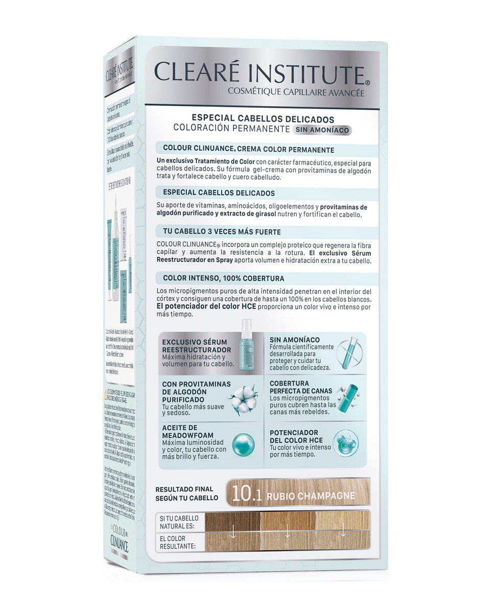 Coloración Permanente Colour Clinuance Cabellos Delicados Clearé Institute - 10.1 Rubio Champagne 10.1 Rubio Champagne-2