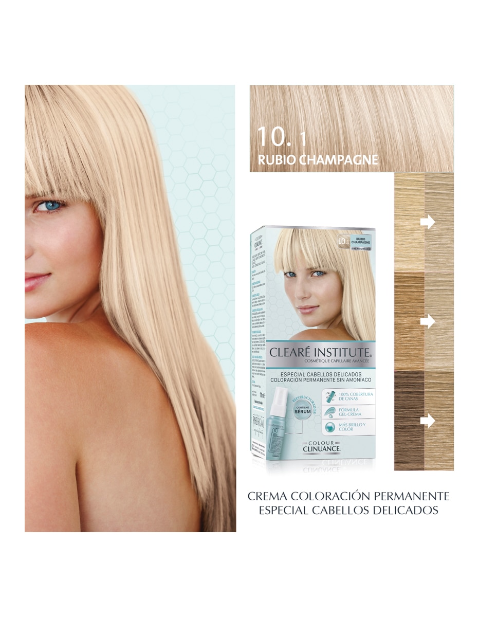 Coloración Permanente Colour Clinuance Cabellos Delicados Clearé Institute - 10.1 Rubio Champagne 10.1 Rubio Champagne-4