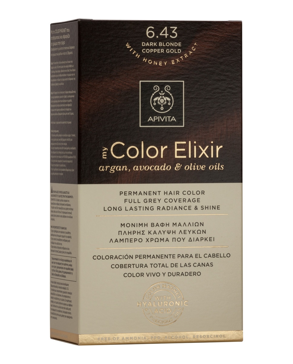 Coloración Permanente My Color Elixir Apivita - N6.43 Rubio oscuro cobrizo dorado N6.43 Rubio oscuro cobrizo dorado-1