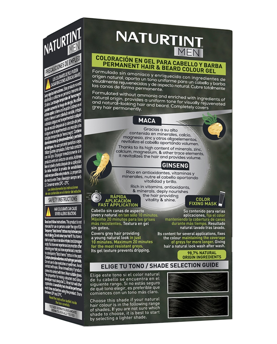 Imagen 2 de Tinte coloración permanente hombre para Cabello y Barba sin amoníaco Naturtint Men - 1N - Negro 1N - Negro