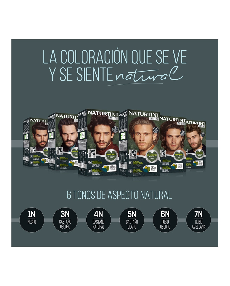 Imagen 7 de Tinte coloración permanente hombre para Cabello y Barba sin amoníaco Naturtint Men - 1N - Negro 1N - Negro