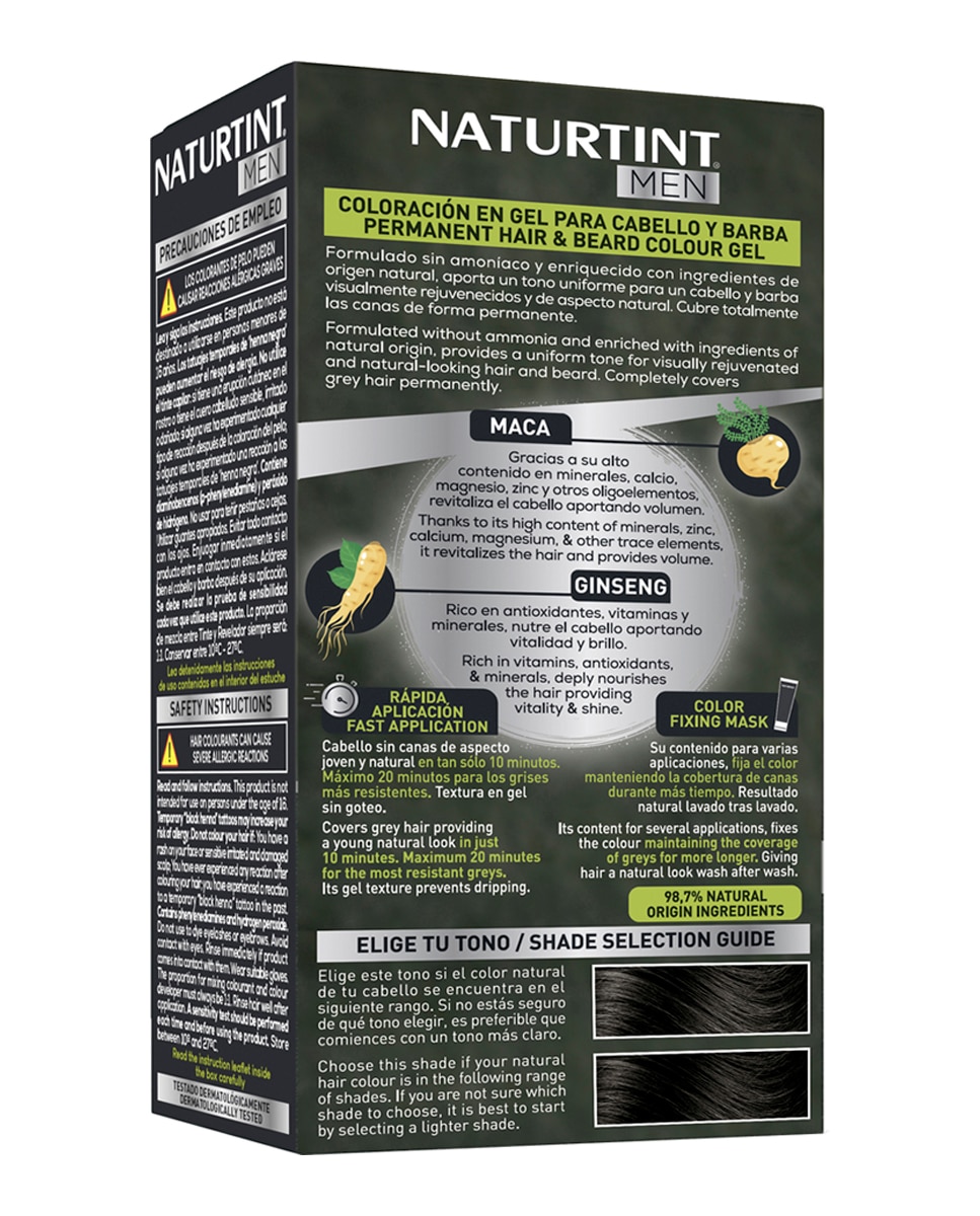 Imagen 2 de Tinte coloración permanente hombre para Cabello y Barba sin amoníaco Naturtint Men - 3N - Castaño Oscuro 3N - Castaño Oscuro
