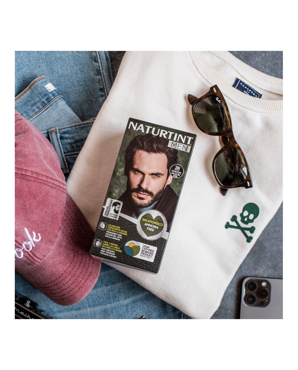 Imagen 9 de Tinte coloración permanente hombre para Cabello y Barba sin amoníaco Naturtint Men - 3N - Castaño Oscuro 3N - Castaño Oscuro
