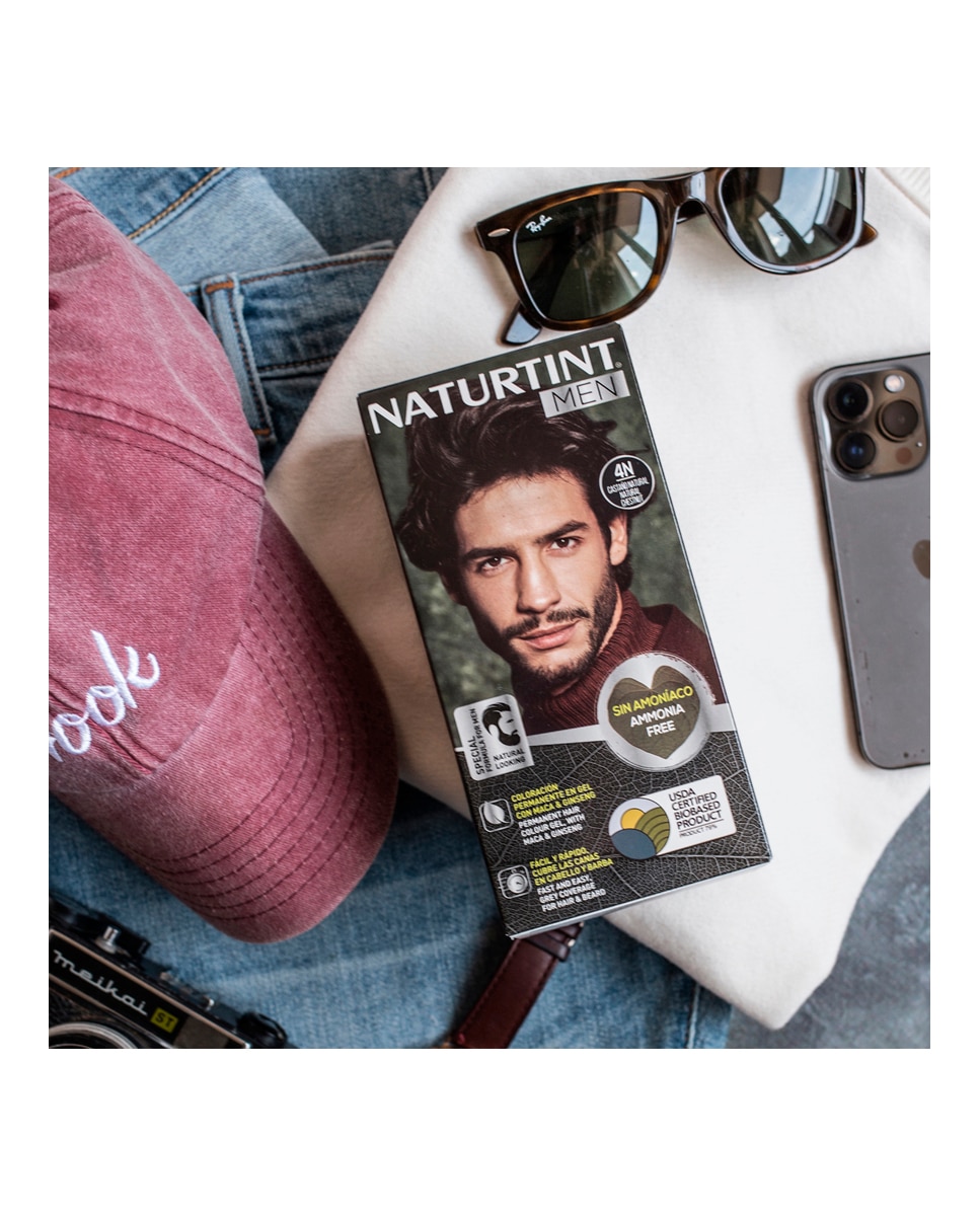 Imagen 9 de Tinte coloración permanente hombre para Cabello y Barba sin amoníaco Naturtint Men - 4N - Castaño Natural 4N - Castaño Natural