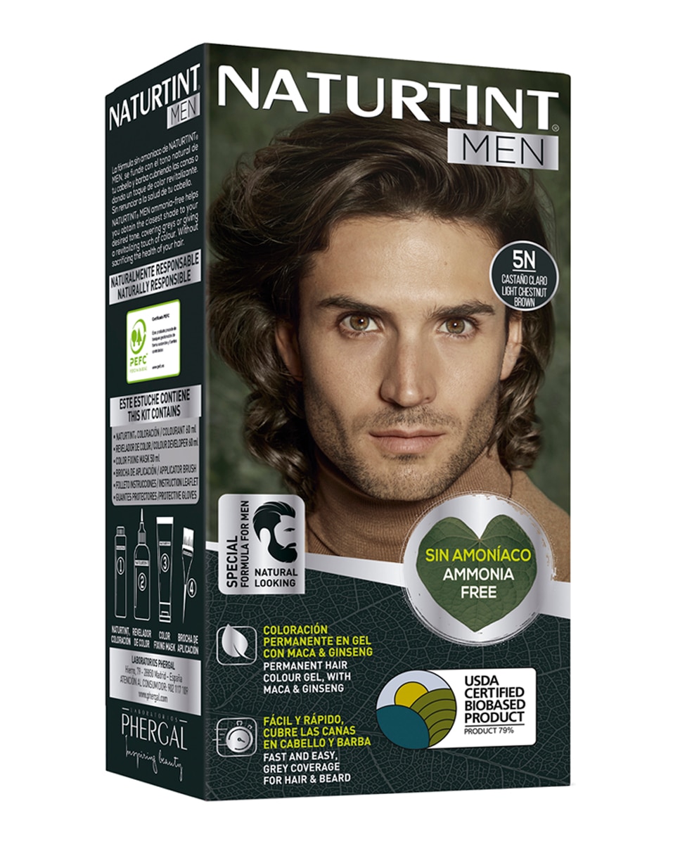 Naturtint - Tinte coloración permanente hombre para Cabello y Barba sin amoníaco Naturtint Men.