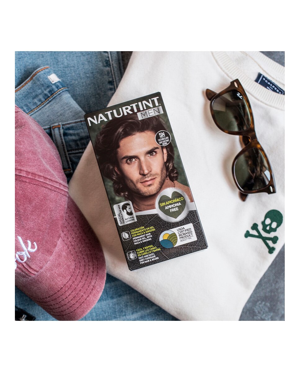 Imagen 9 de Tinte coloración permanente hombre para Cabello y Barba sin amoníaco Naturtint Men - 5N - Castaño Claro 5N - Castaño Claro
