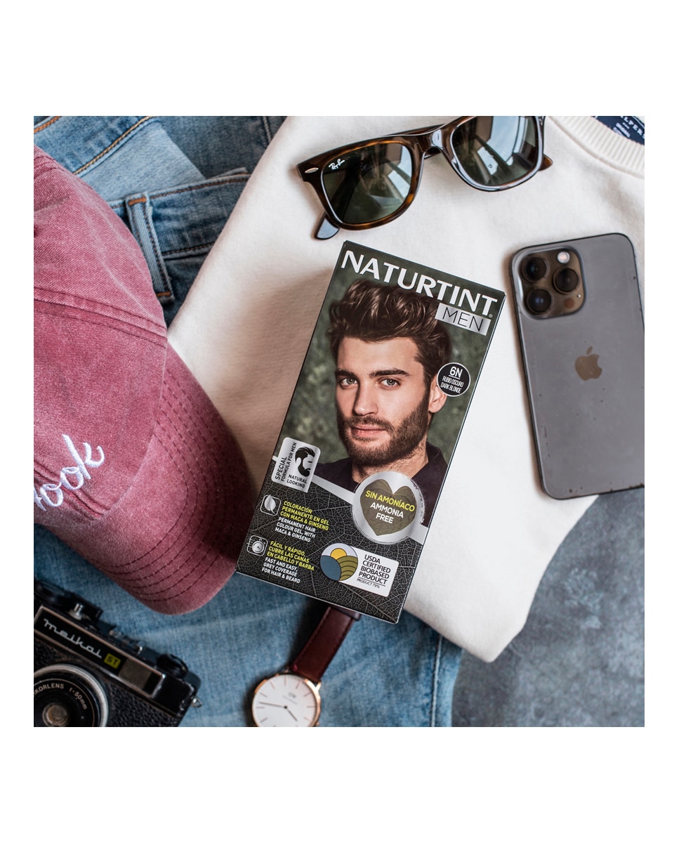 Imagen 9 de Tinte coloración permanente hombre para Cabello y Barba sin amoníaco Naturtint Men - 6N - Rubio Oscuro 6N - Rubio Oscuro