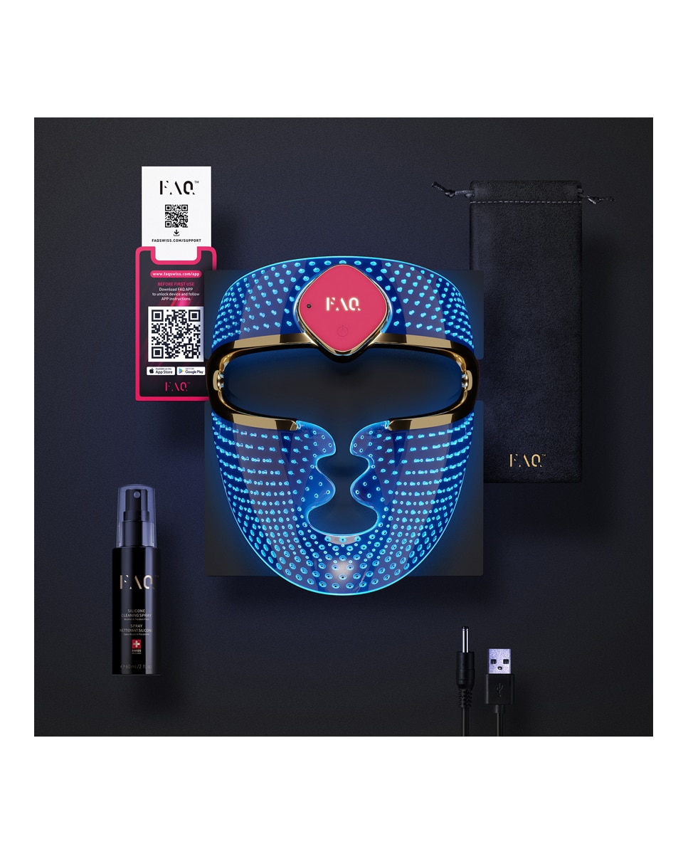 Mascarilla facial FAQ™ , tratamiento antienvejecimiento, con silicona pura y LED RGB - 201 201-4