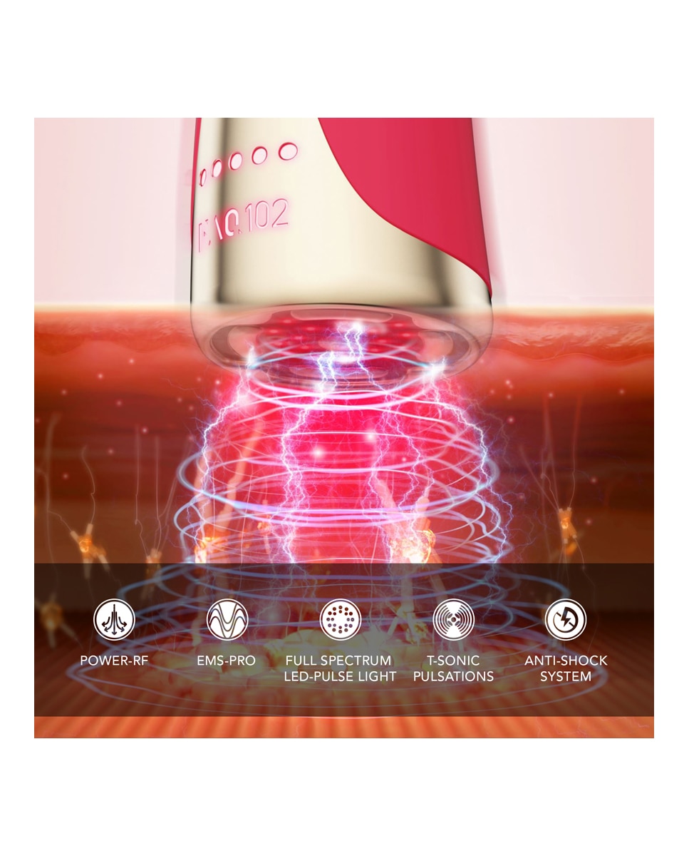 FAQ™ 102 Dispositivo profesional de rejuvenecimiento facial con radiofrecuencia, electroestimulación muscular y terapia de luz LED - Pink Ruby Pink Ruby-6