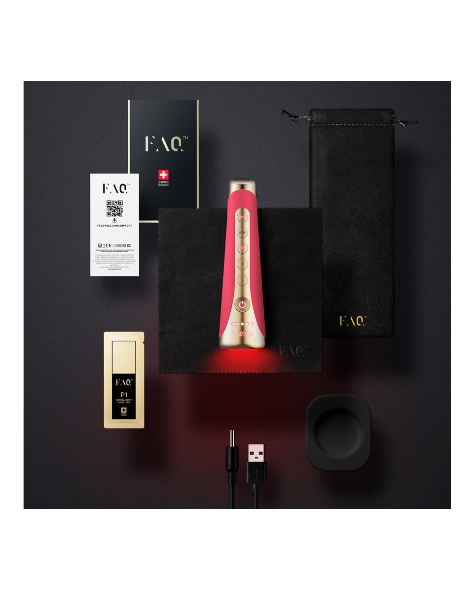 FAQ™ 102 Dispositivo profesional de rejuvenecimiento facial con radiofrecuencia, electroestimulación muscular y terapia de luz LED - Pink Ruby Pink Ruby-8