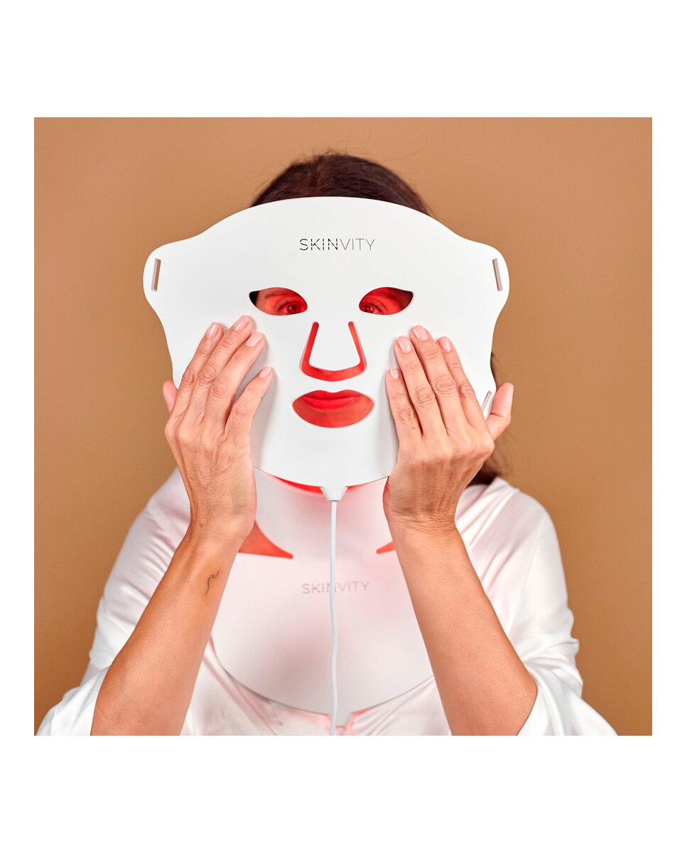 Máscara De Luz Led Roja, Infrarroja Y Azul Silicone Led Mask Skinvity 6