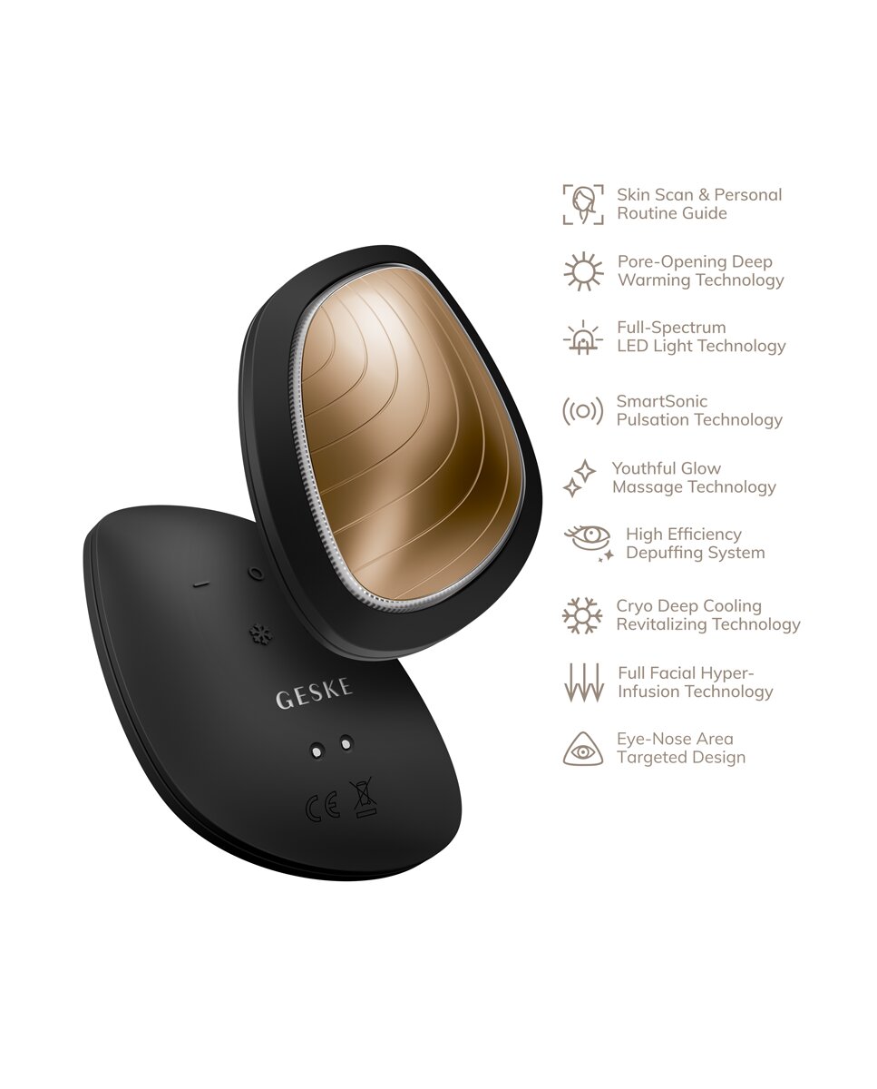 Imagen 2 de Cepillo Facial Sonic Warm & Cool Mask 9 in 1 Black Gold Geske