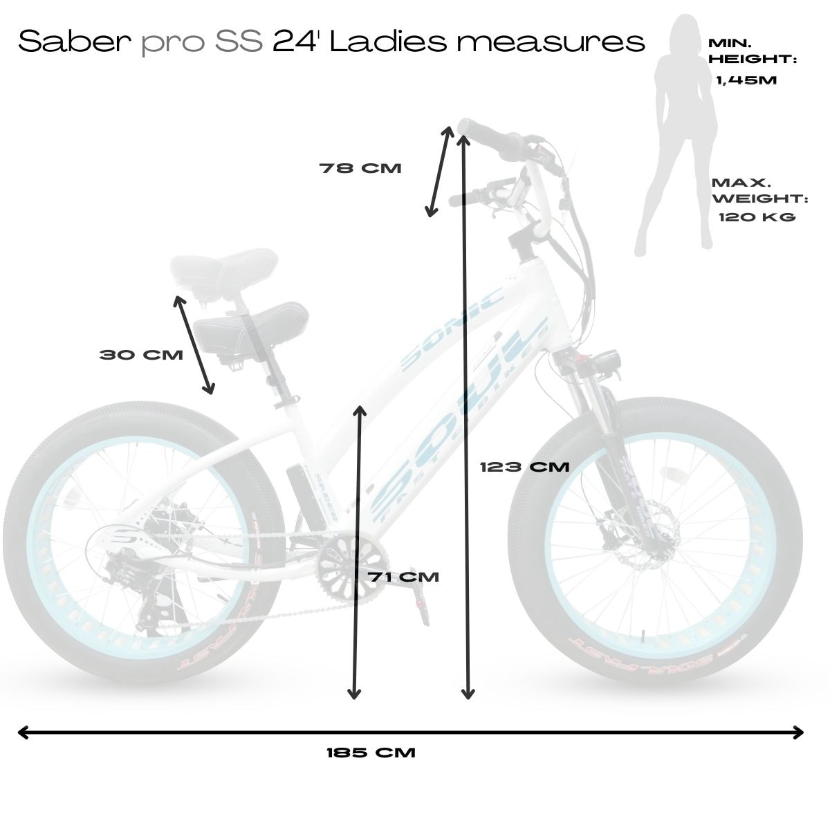 Bicicleta eléctrica de mujer SABER Pro 24' Soul - Blanco / Verde Blanco / Verde-7