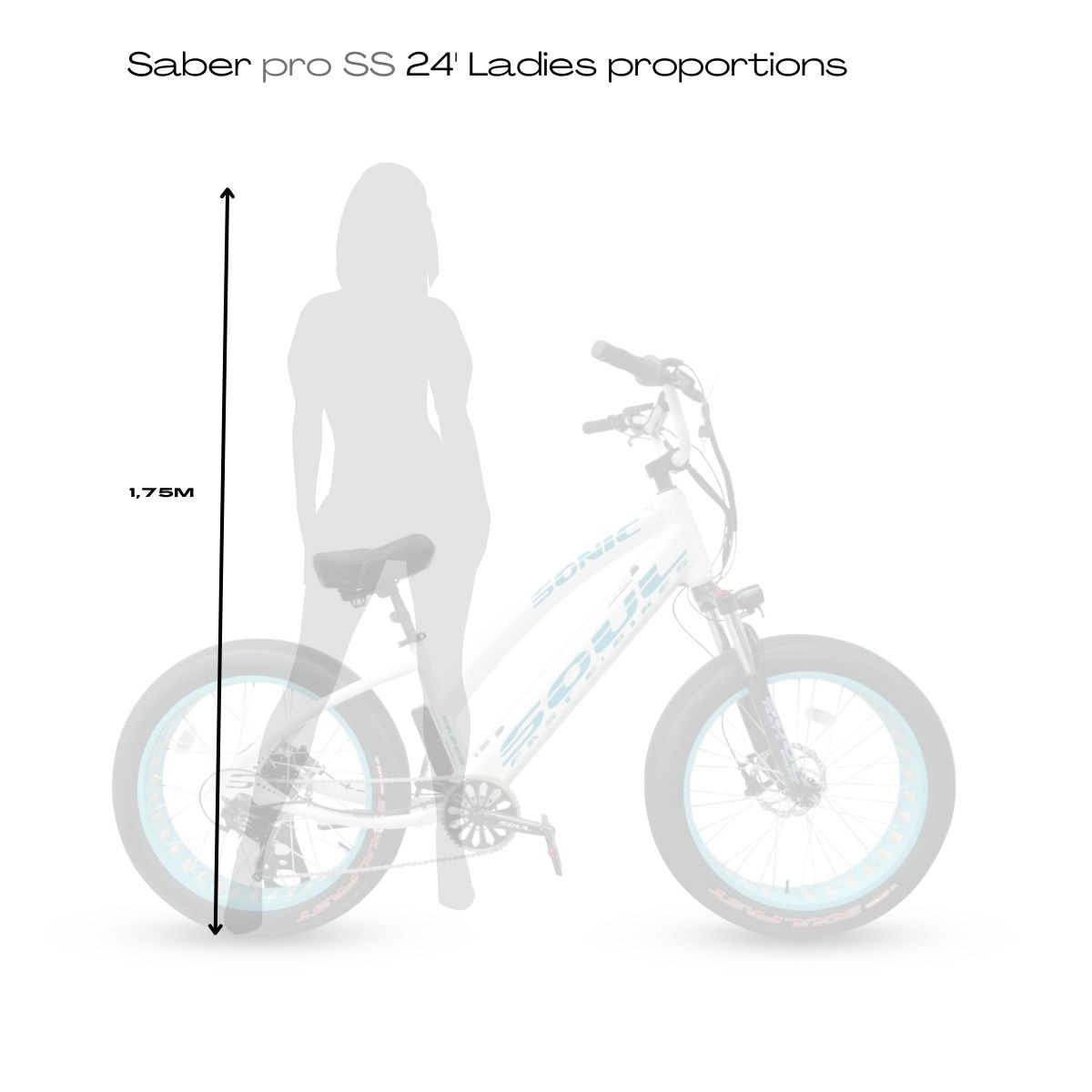 Bicicleta eléctrica de mujer SABER Pro 24' Soul - Blanco / Verde Blanco / Verde-8