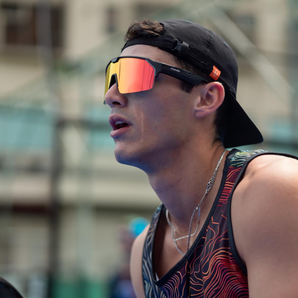 Gafas de Sol Unisex Music Shield Slider HVL Fire Matte Black Chamelo - Negro mate Negro mate-4