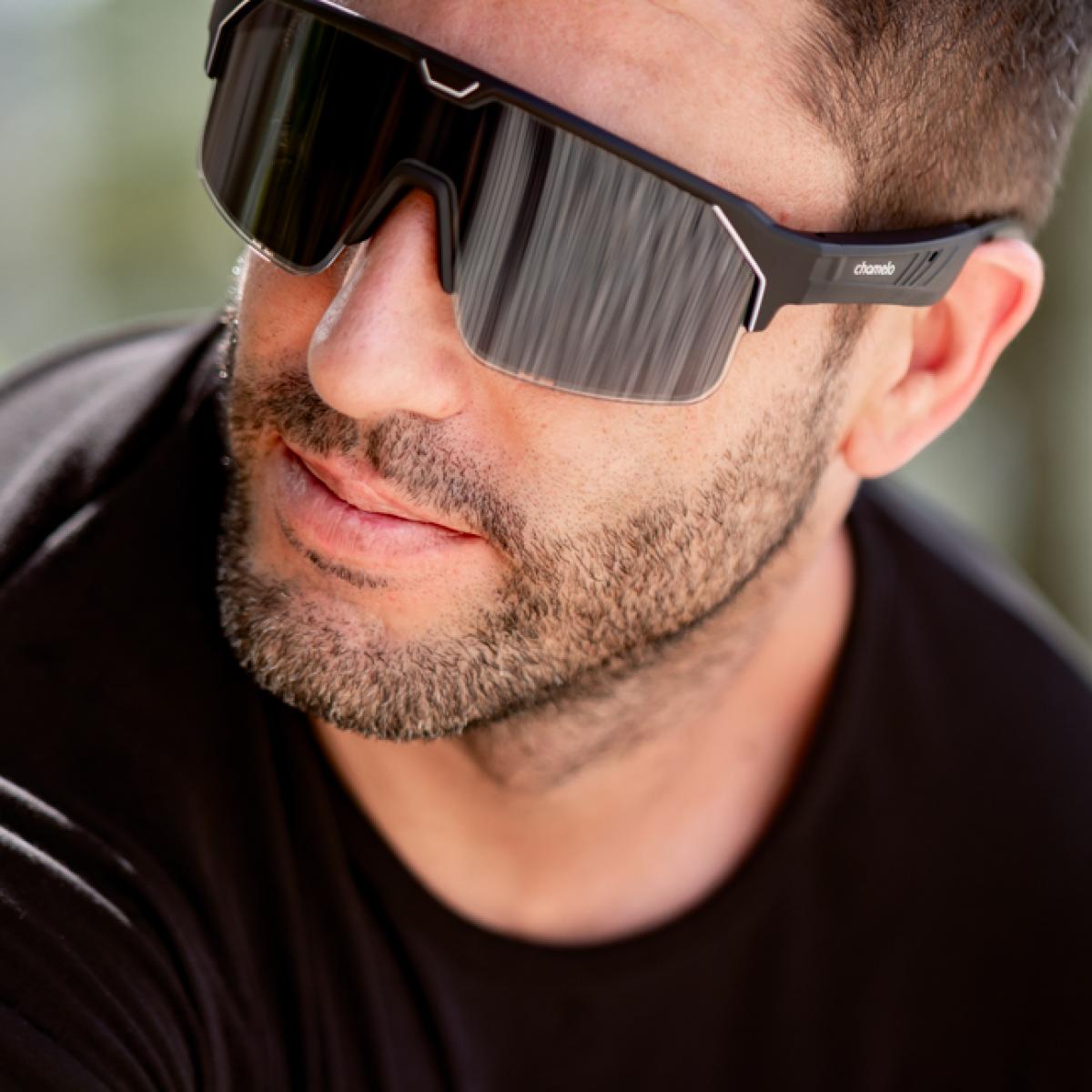 Gafas de Sol Unisex Music Shield Slider HVL Smoke Matte Black Chamelo - Negro mate Negro mate-4
