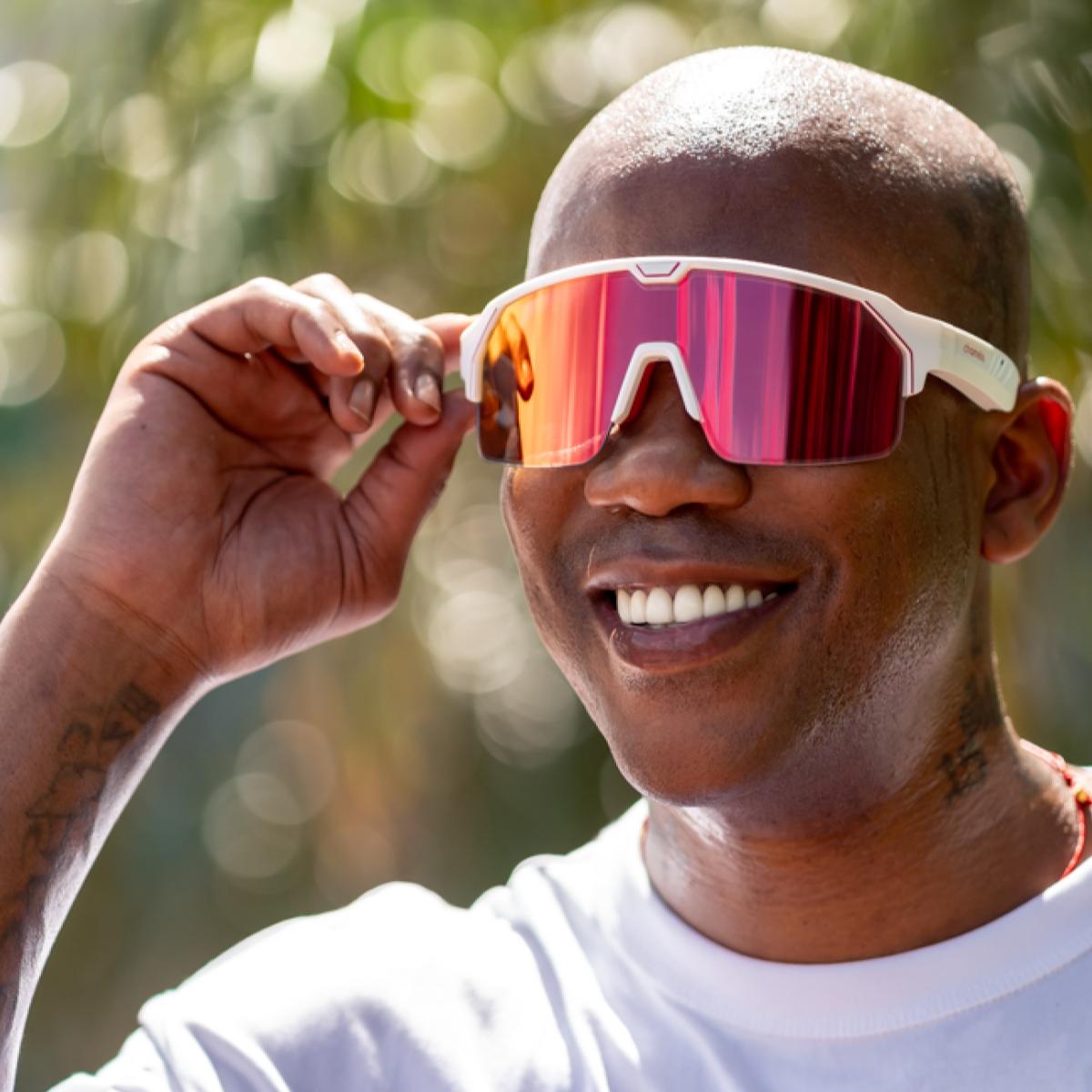Gafas de Sol Unisex Music Shield Slider HVL Fire (Red mirror) White Chamelo - Blanco Blanco-4