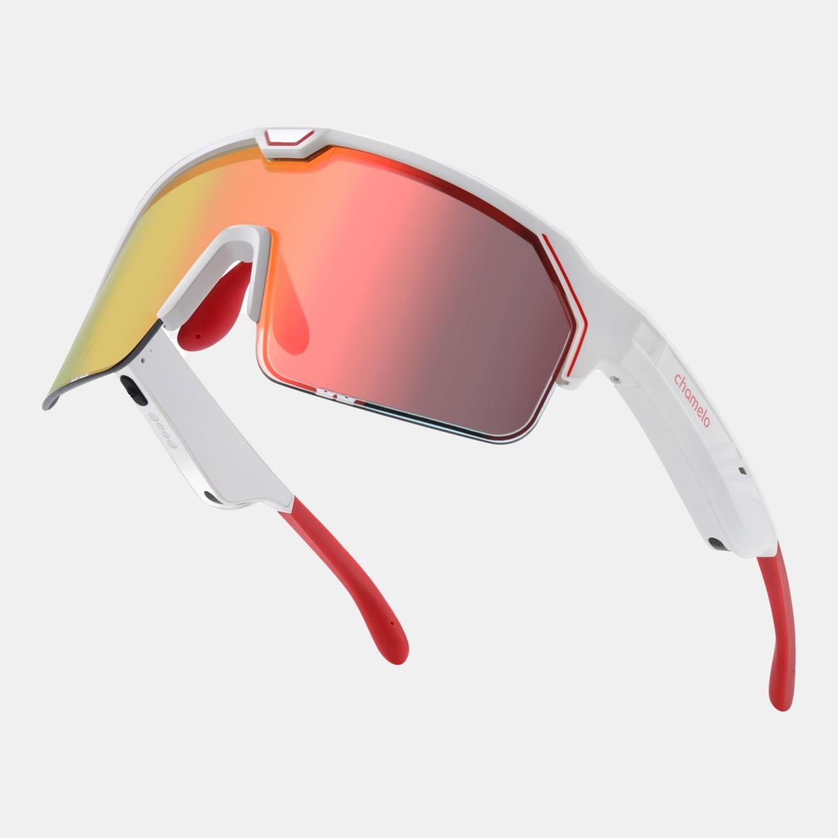 Gafas de Sol Unisex Music Shield Slider HVL Fire (Red mirror) White Chamelo - Blanco Blanco-6