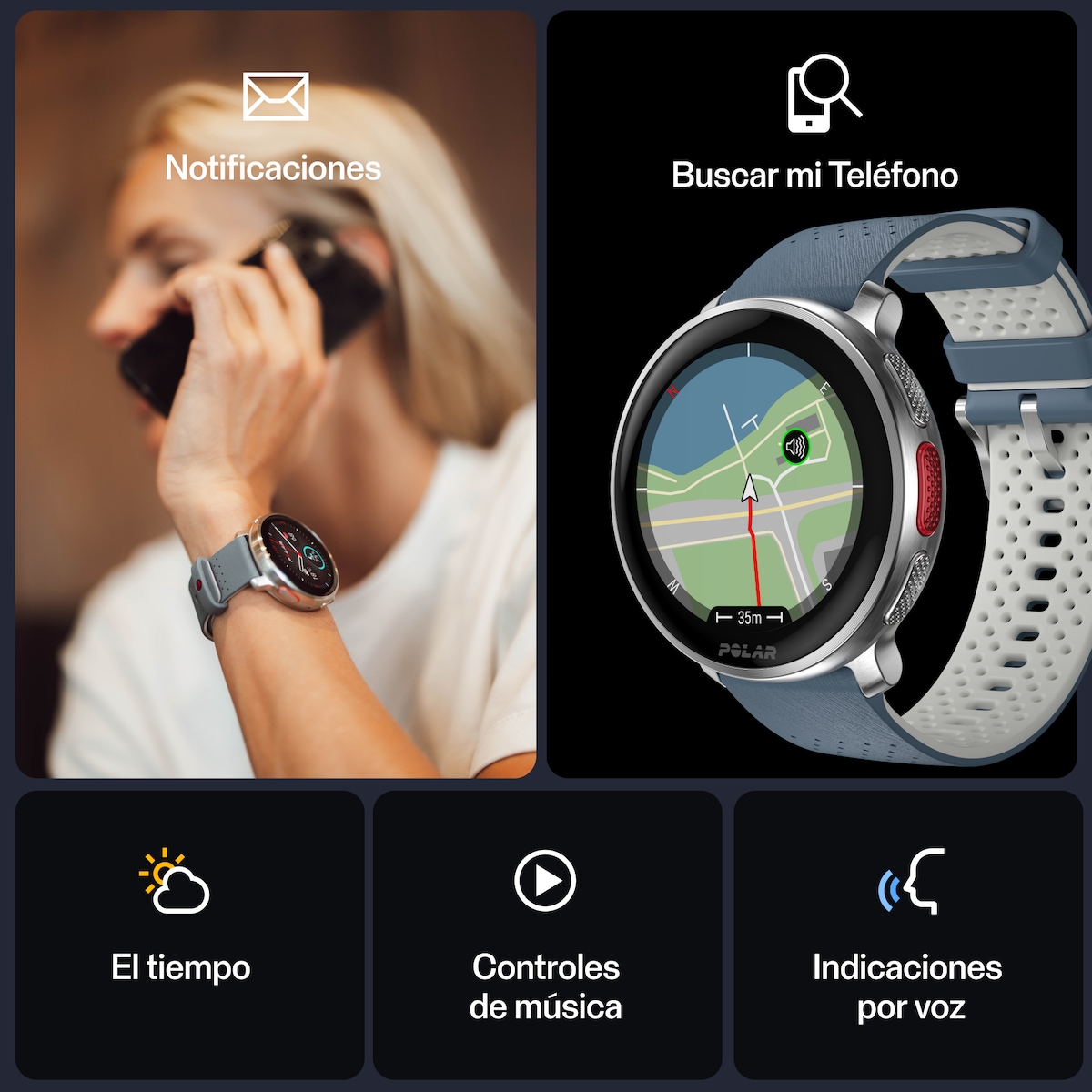 Reloj smartwatch Vantage V3 Polar Azul / Gris-7