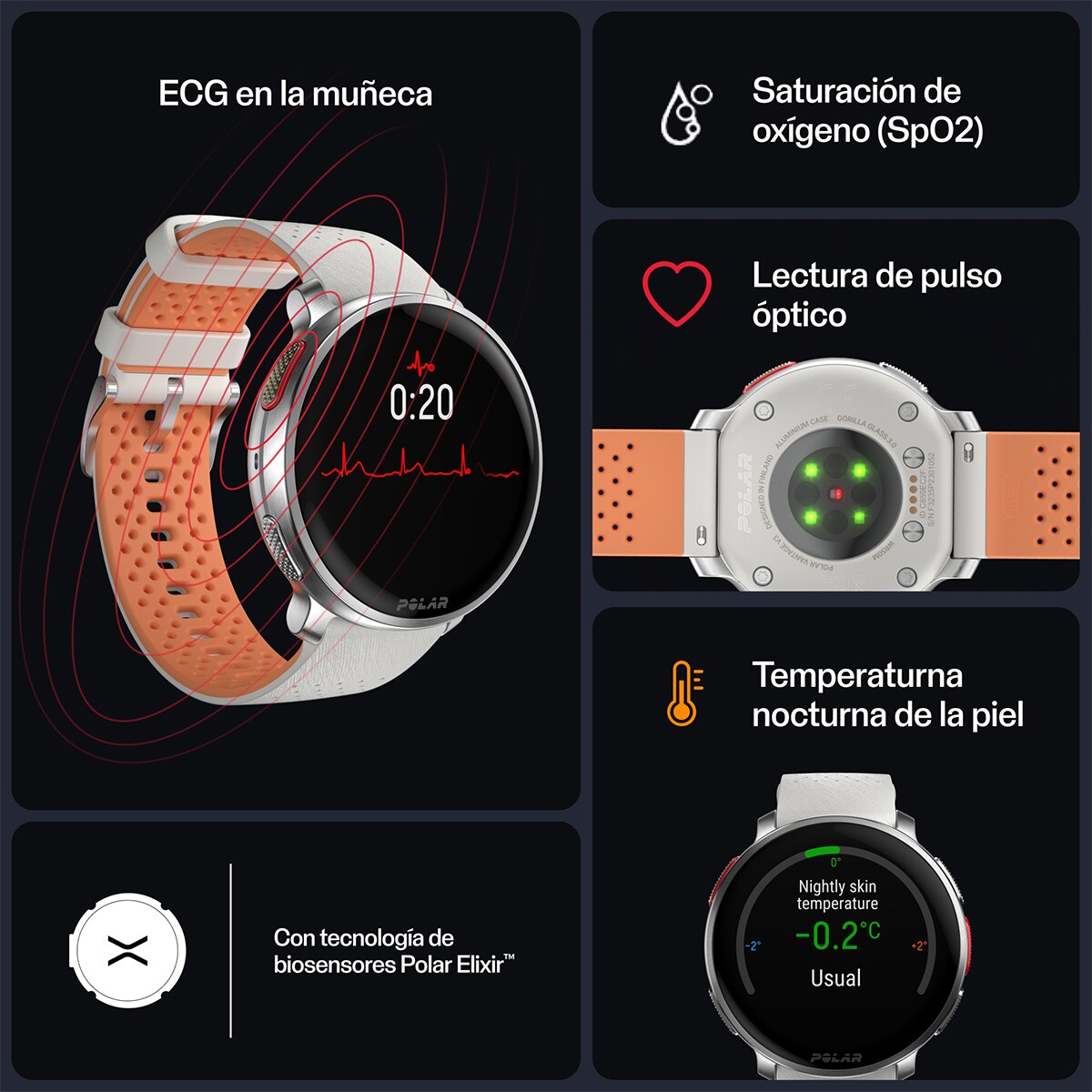 Relógio Smartwatch Vantage V3 Cinzento / Laranja-3