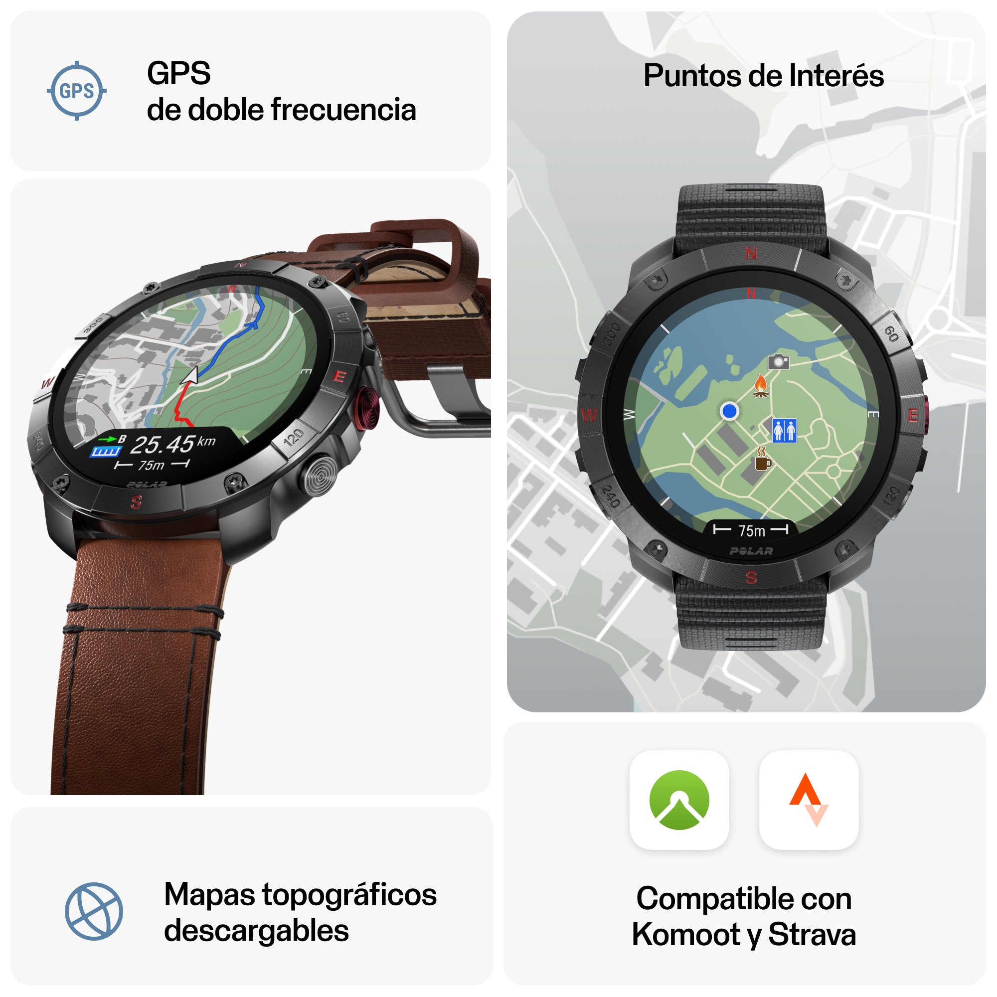 Relógio Smartwatch Polar Grit X2 Pro Titan - Tamanho S-L Castanho / Cinzento-4