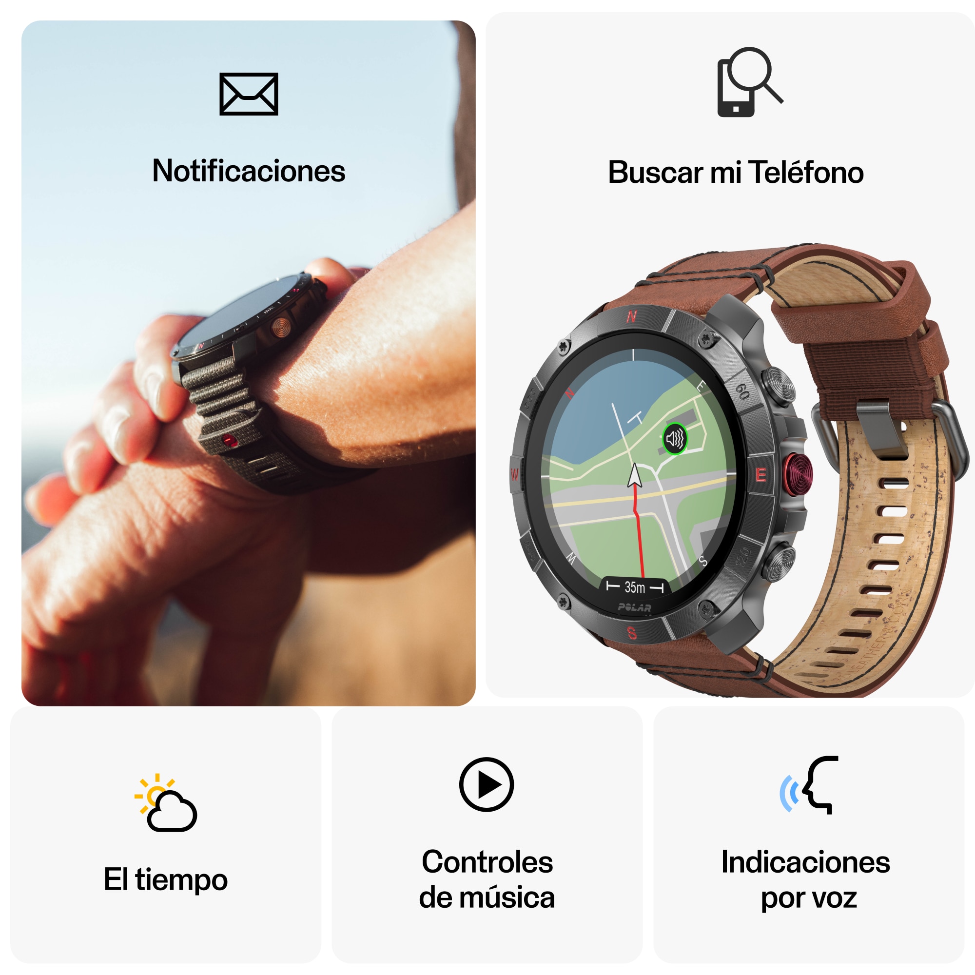 Relógio Smartwatch Polar Grit X2 Pro Titan - Tamanho S-L Castanho / Cinzento-8