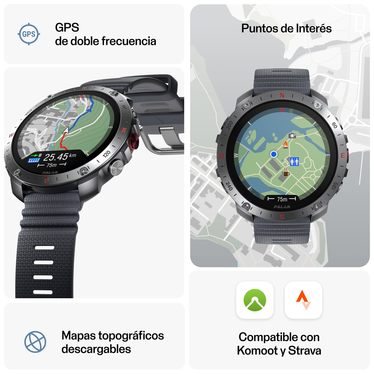 Relógio Smartwatch Polar Grit X2 Pro - Tamanho S-L Cinzento-3