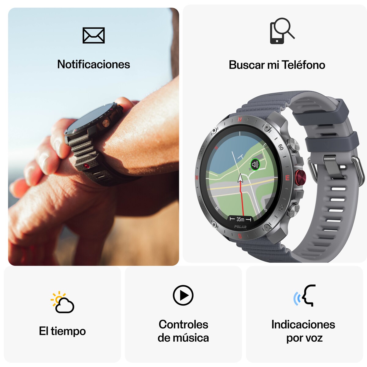 Relógio Smartwatch Polar Grit X2 Pro - Tamanho S-L Cinzento-7