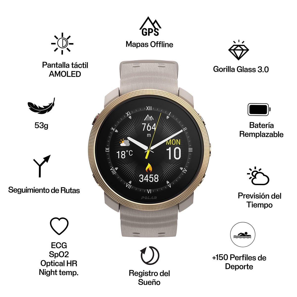 Relógio Smartwatch Vantage M3 S/L Cinzento / Dourado-2