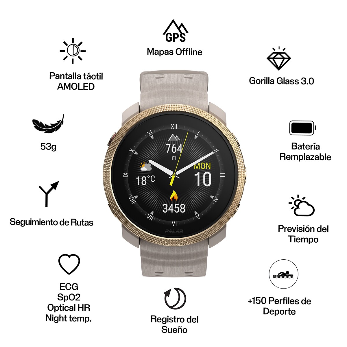 Relógio Smartwatch Vantage M3 S/L Cinzento / Dourado-2